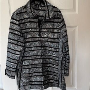 Berek Black, Turqoise and Gray Striped Snake Print Jacket